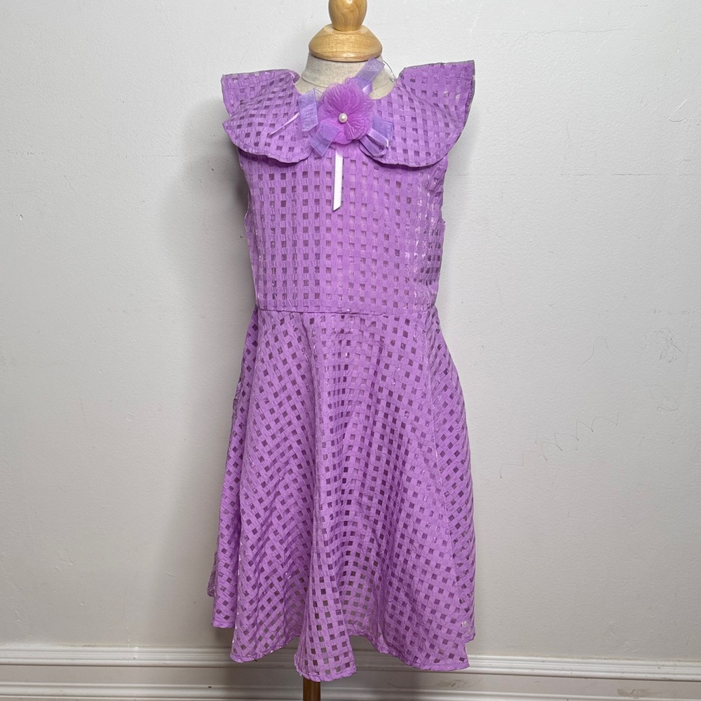 Elegant Lavender Kids Dress with Floral Detail